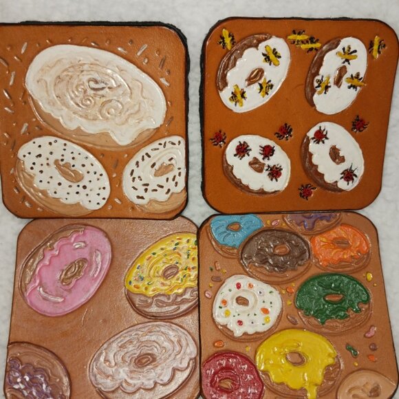 Leather Coasters - 4" square with rounded corners - Picture 1 of 2